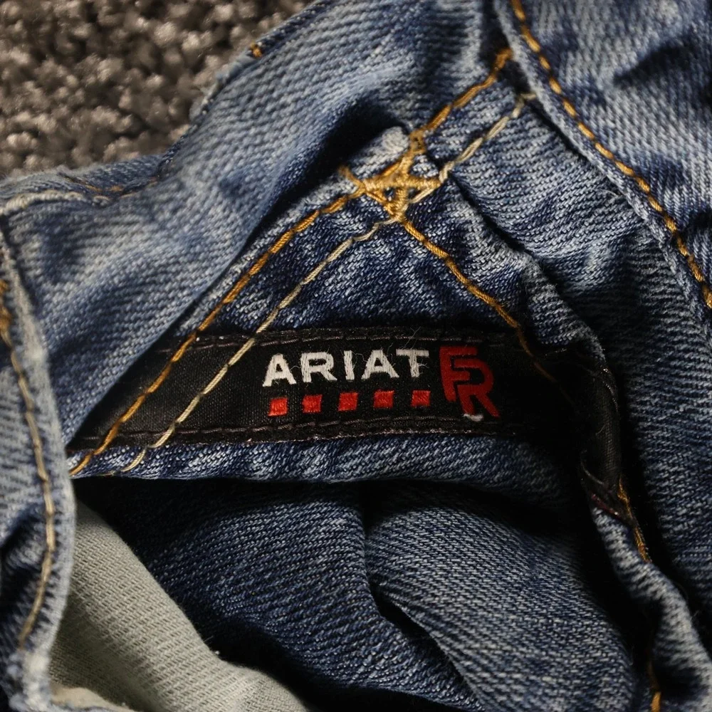 Ariat FR M3 Loose Fit Jeans Mens 33x34‎ Distressed Ripped Workwear Denim CAT 2